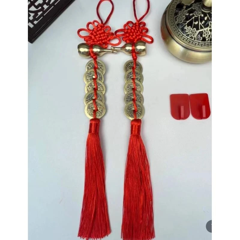 黄铜葫芦五帝钱纯手工门挂件家用编织中国结挂饰精美卧室彩色