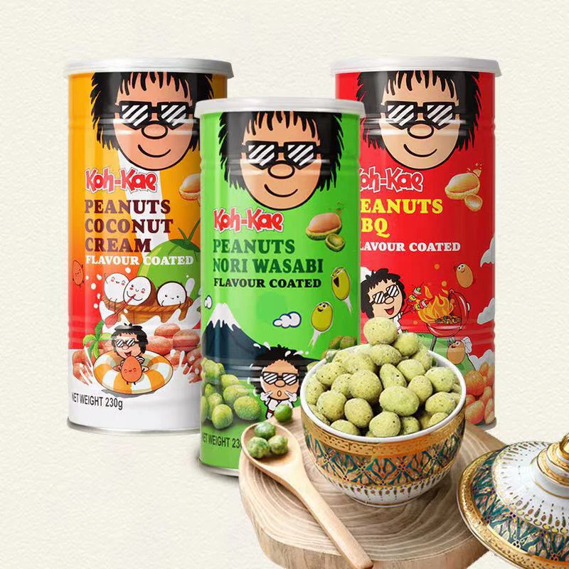 大哥花生豆230g罐泰国进口炒货零食坚果鱼皮花生芥末味休闲零食
