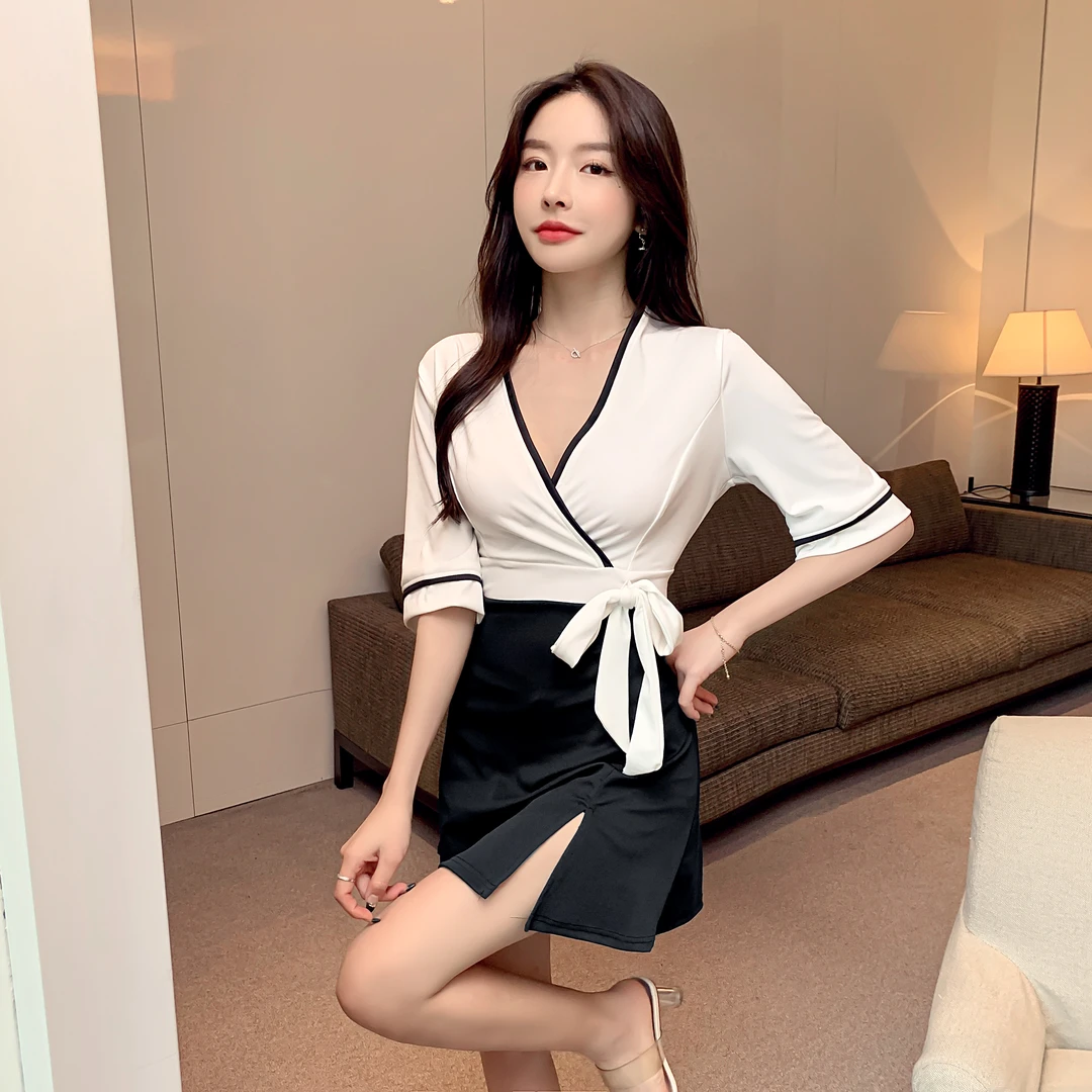 美容院女足疗足浴撞色拼接技师工作服夜总店spa桑拿按摩沐足工衣