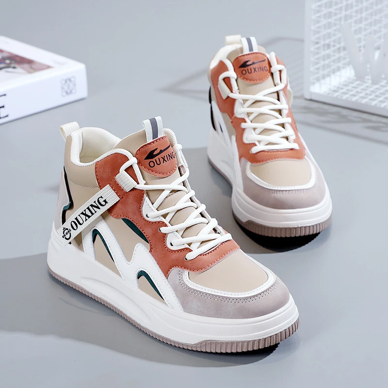 Q1661-Q1661-8 高帮鞋拼色休闲厚底小白鞋