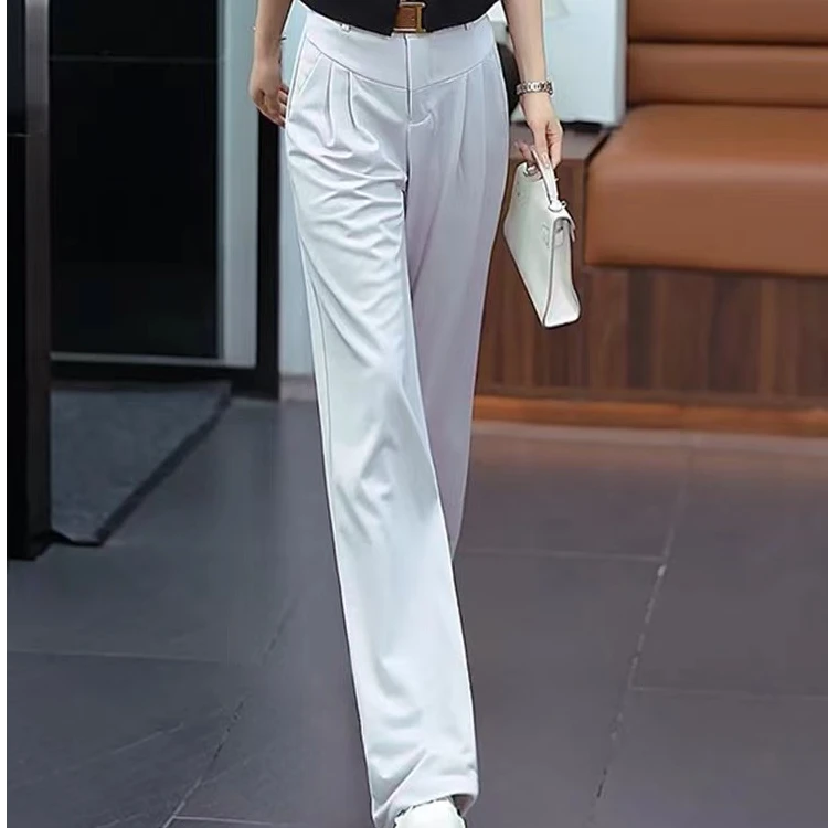 037高级感夏季休闲裤女高腰显瘦窄版阔腿裤