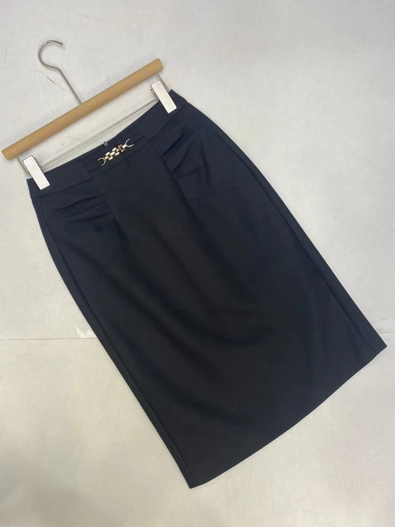 98339显瘦半身裙春夏新款气质高腰百搭黑色半裙