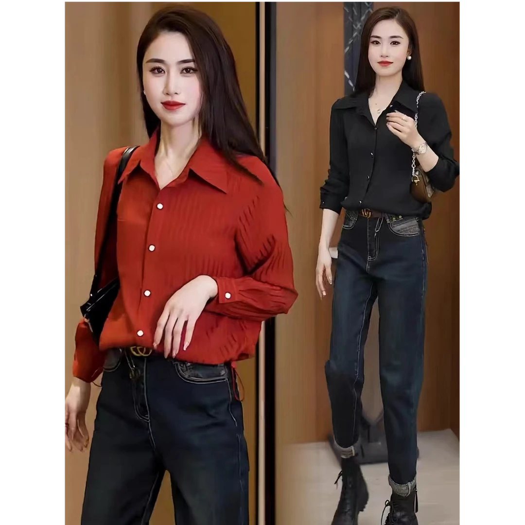 A10秋季新款衬衣宽松遮肚短裤设计感洋气衬衫