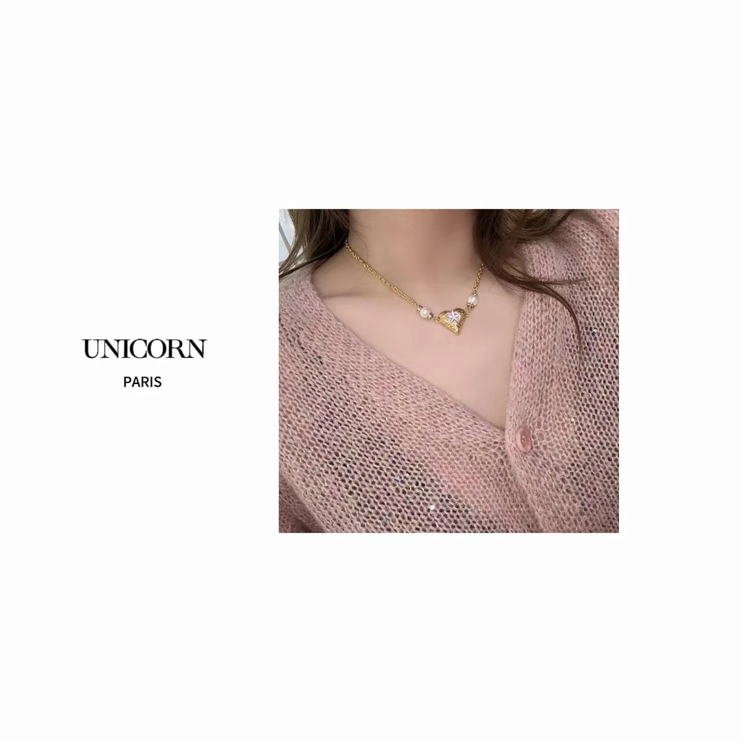 铜合金仿珍珠项链 【熔岩之心】高级感爱心项链 JS0490-1