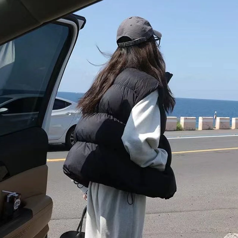 【仙女好物】2024新款韩版白鸭绒宽松羽绒马甲女冬加厚外套短款坎肩