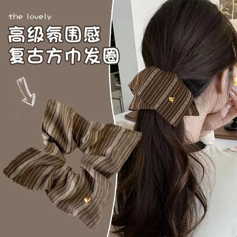 韩国博主方形发圈扎头发马尾高弹力耐用大肠圈文艺范2025新款发绳