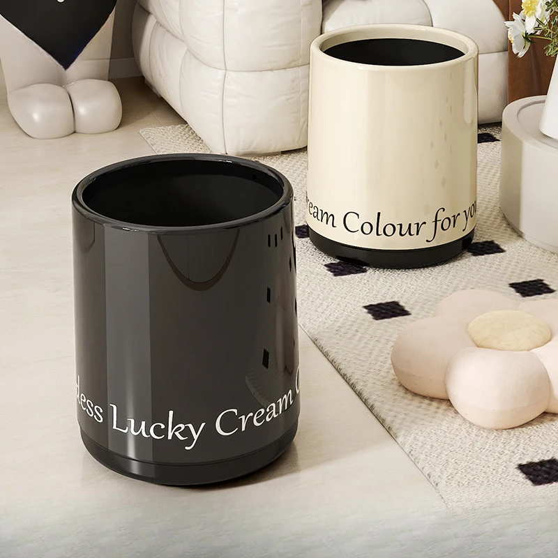 奶油风黑色双桶大容量家用客厅卫生间垃圾桶加厚高颜值轻奢卫生桶