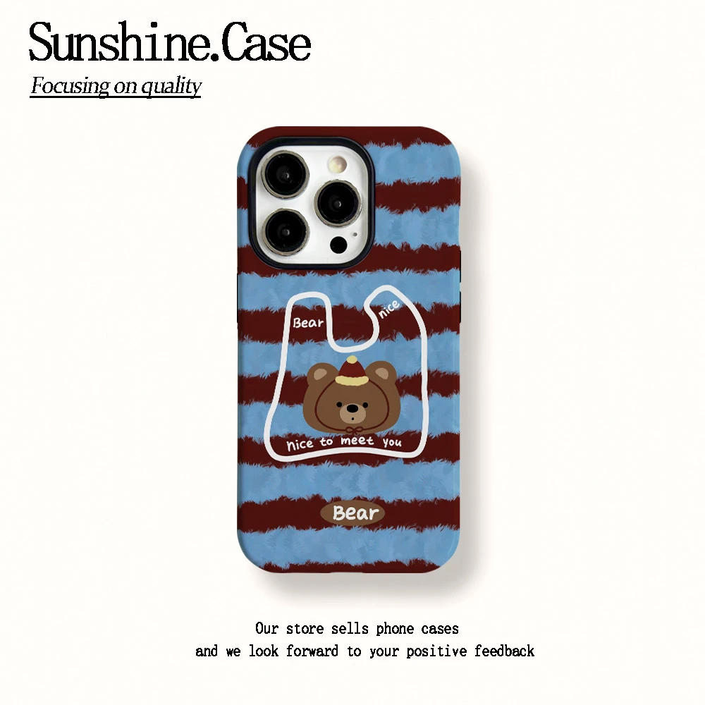 菲林二合一适用苹果华为vivo小米oppo手机壳毛衣小熊15PRO/14