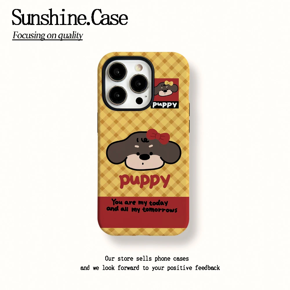 菲林二合一适用苹果华为vivo小米oppo手机壳蝴蝶结小狗15PRO/14