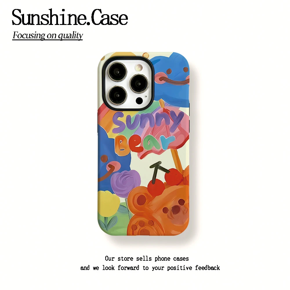 菲林二合一适用苹果华为vivo小米oppo手机壳可爱涂鸦15PRO