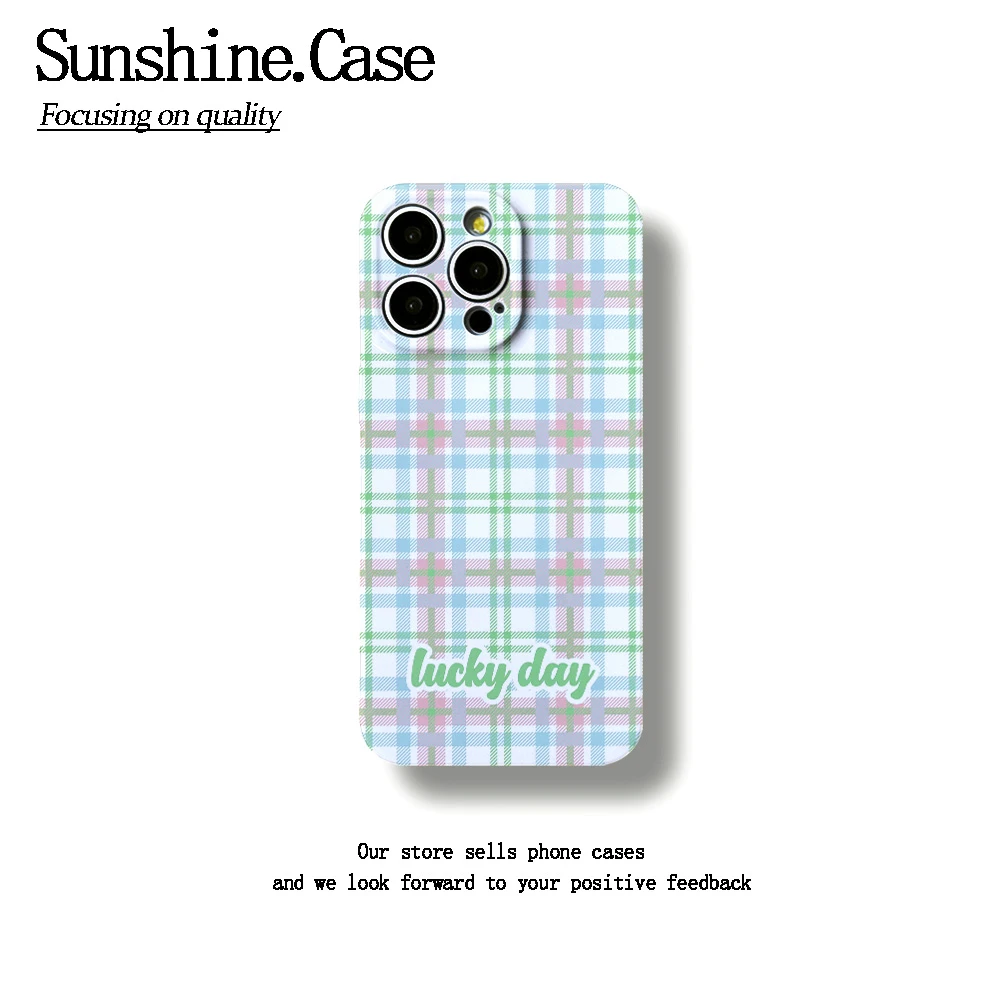 夏日格纹菲林软壳适用于苹果华为vivo小米oppo一加防摔手机壳