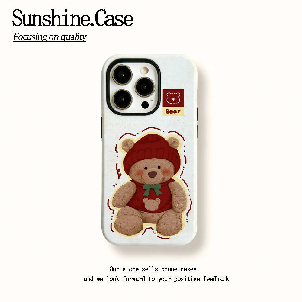 菲林二合一适用苹果华为vivo小米oppo手机壳可爱小熊16PRO/15/14