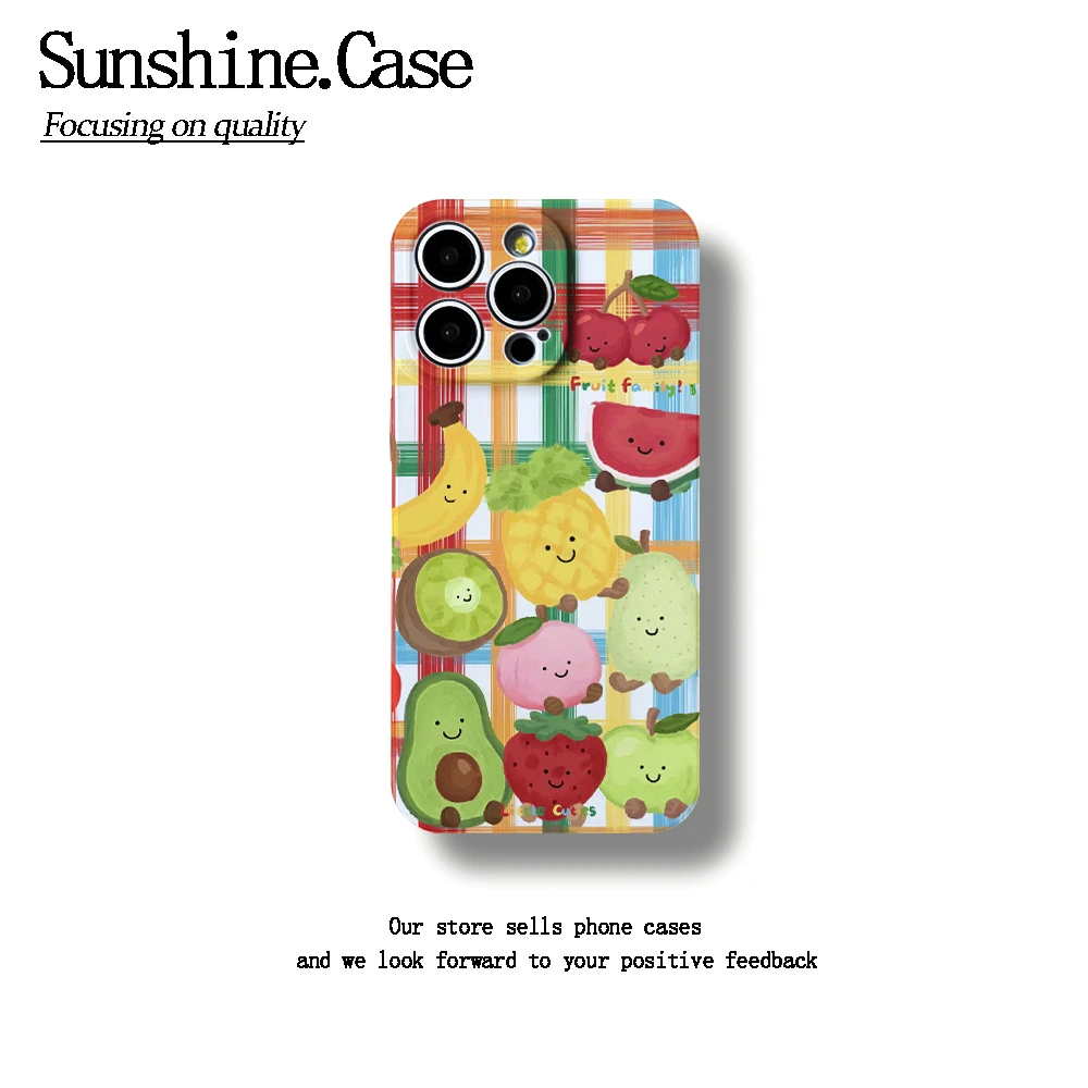 格纹水果菲林软壳适用于苹果华为vivo小米oppo一加防摔手机壳