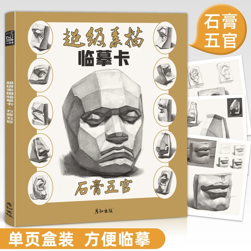 超级素描临摹卡石膏五官16开多角度人物头像面像挂像临本图片初学
