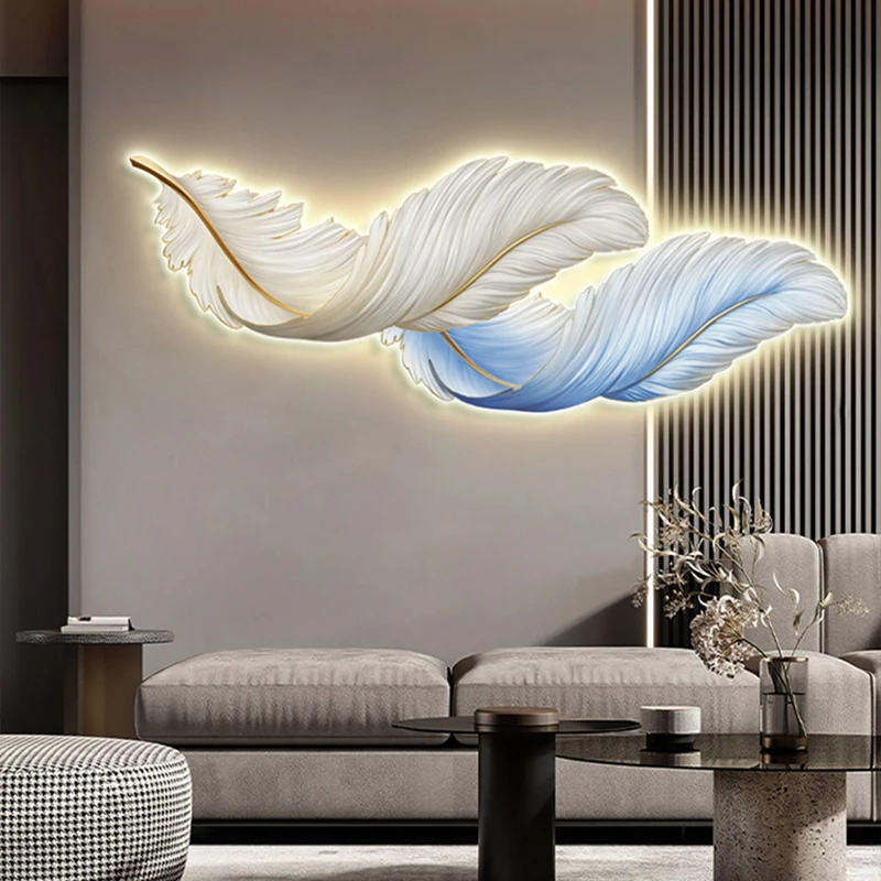 羽毛客厅沙发背景墙挂画轻奢玄关装饰画现代简约卧室床头壁画