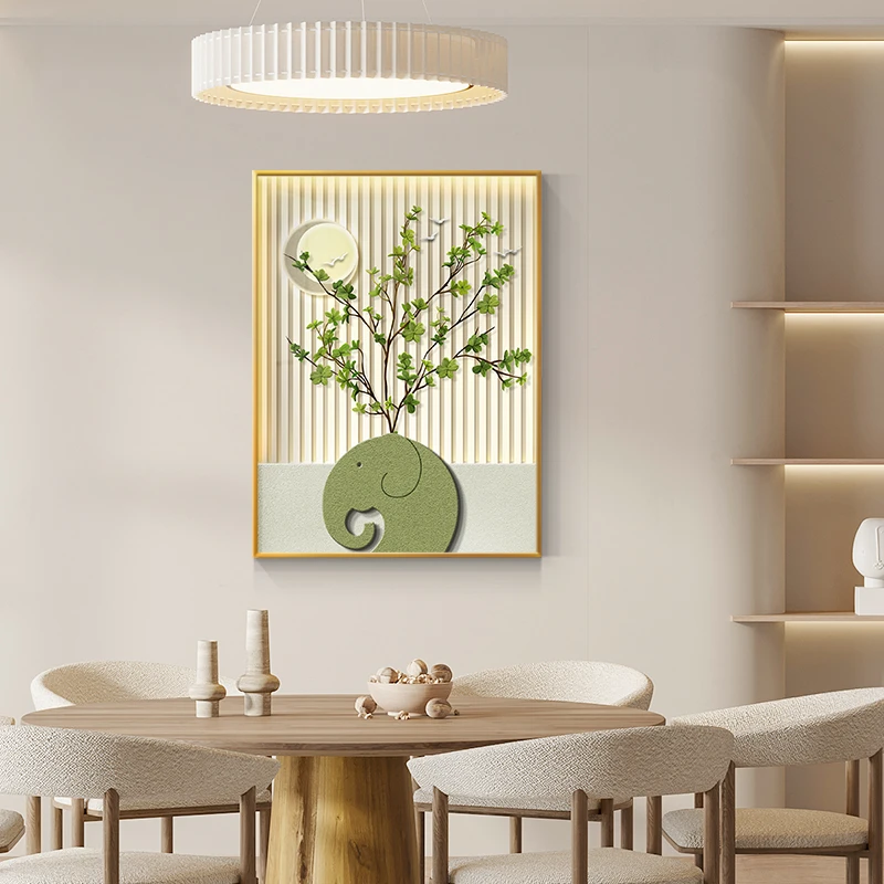 两联奶油餐厅装饰画现代简约治愈系客厅沙发挂画高级感植物壁画