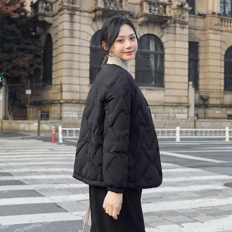 UCUB/若宿95白鸭绒秋冬新款外穿轻薄羽绒女小个子菱格短长袖休闲