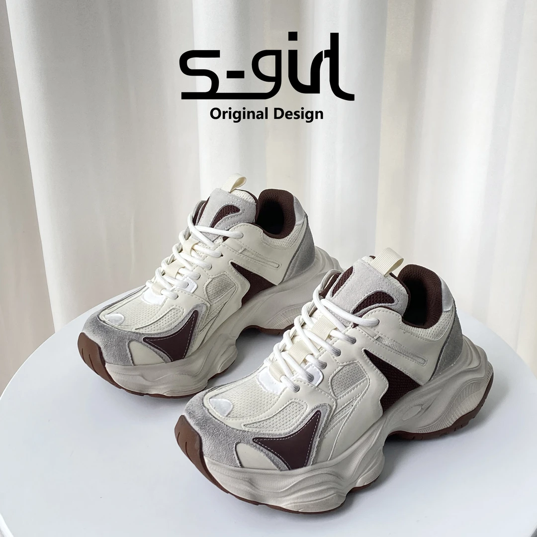 SGIRL TWTW复古做旧厚底老爹鞋女2024新款透气时尚百搭休闲运动鞋