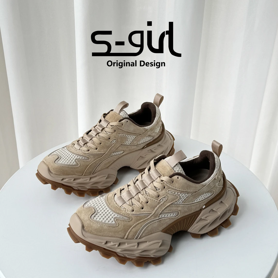 SGIRL TWTW欧洲站厚底老爹鞋女2024新款小个子百搭黑色休闲运动鞋