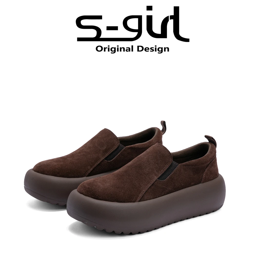 SGIRL TWTW正品松糕厚底板鞋女2024秋季新款磨砂皮一脚蹬乐福鞋潮