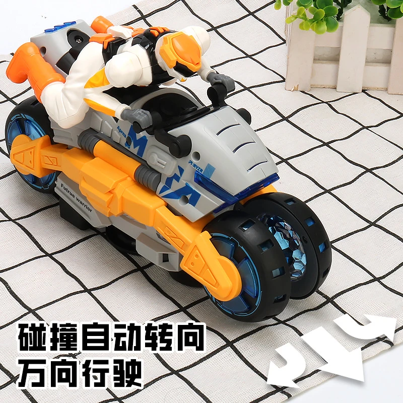 儿童宝宝高档电动炫酷灯光特技车变形旋转摩托车男孩玩具网红