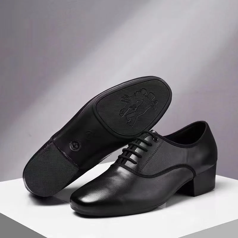 真皮舞蹈鞋男士跳舞鞋软底摩登舞鞋男式广场成人国际中高跟交谊舞