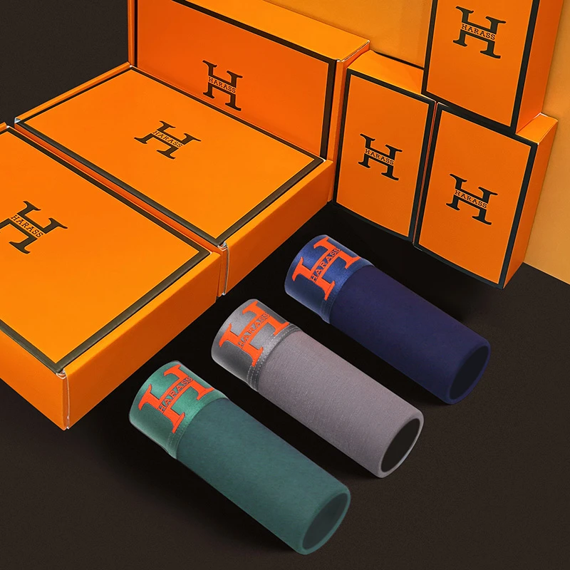 3条装运动男士内裤温感科技内裆柔软大码透气舒适平角裤薄款