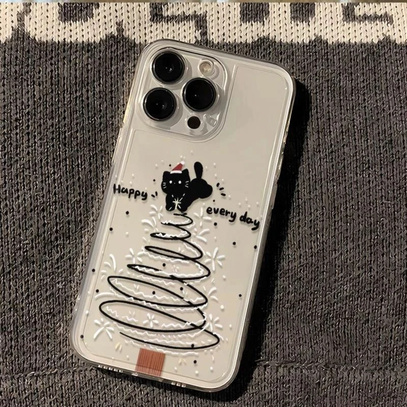 圣诞猫咪苹果15/华为/OPPO/vivo/小米创意全包防摔软壳卡通保护套