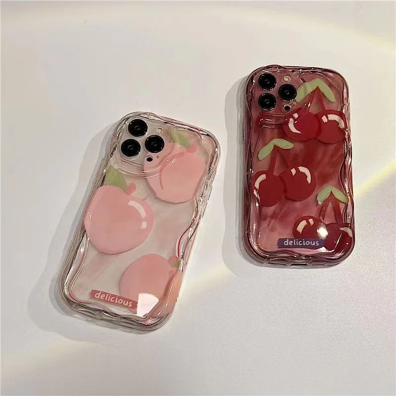 水密桃樱桃苹果15/华为/OPPO/vivo/小米全包防摔软壳卡通保护套