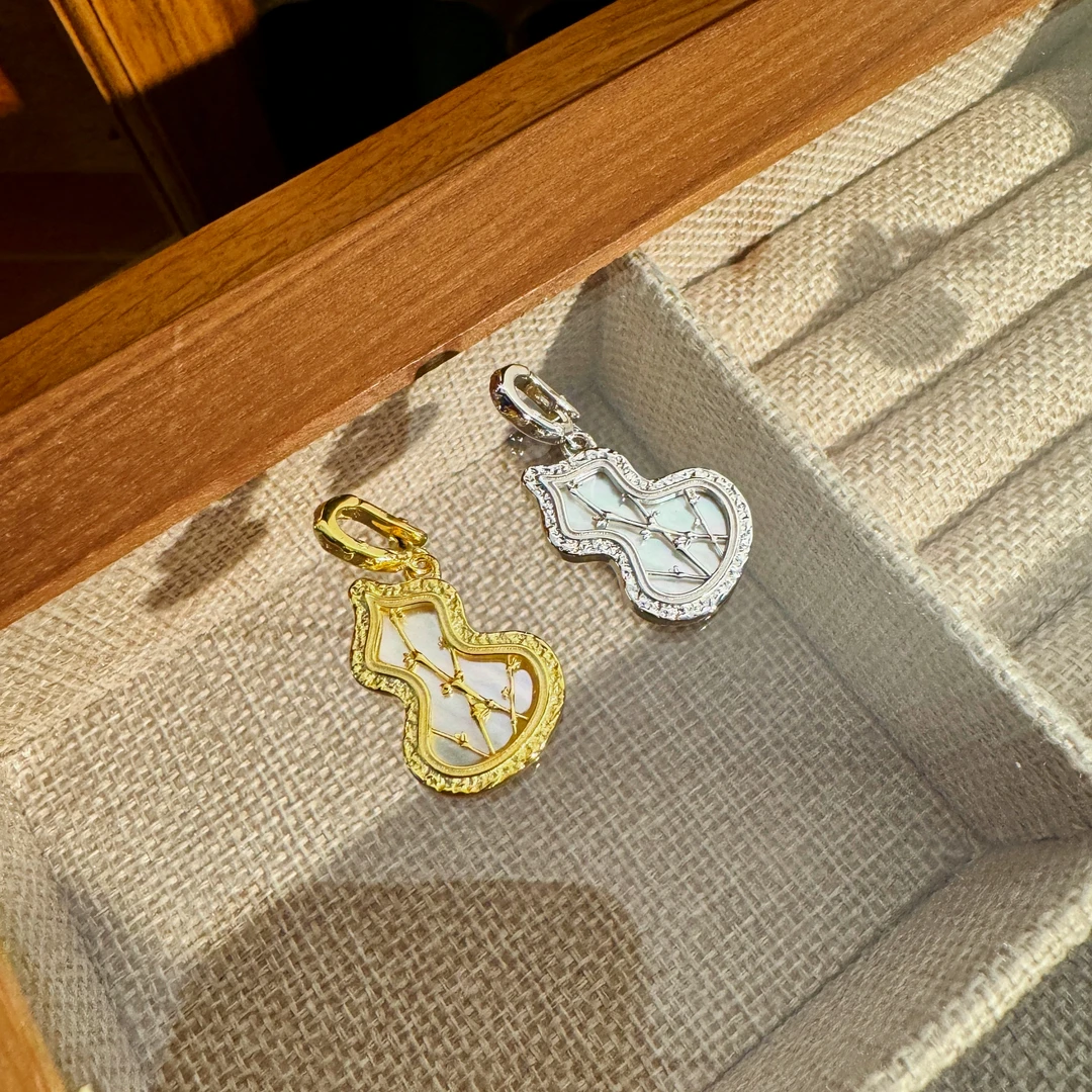 吊坠925银贝壳 竹报平安葫芦吊坠女纯银s925银饰