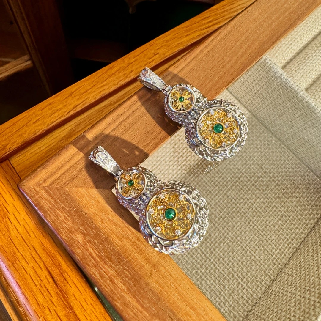 吊坠925银 六字真言达摩葫芦吊坠女纯银s925银饰