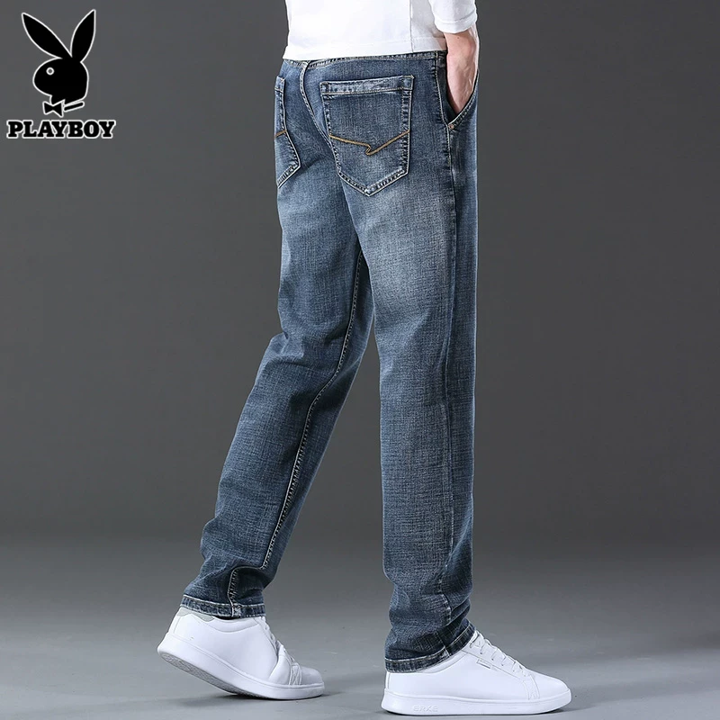 花花公子牛仔裤男士宽松直筒秋季2024年新款潮流百搭休闲长裤子男