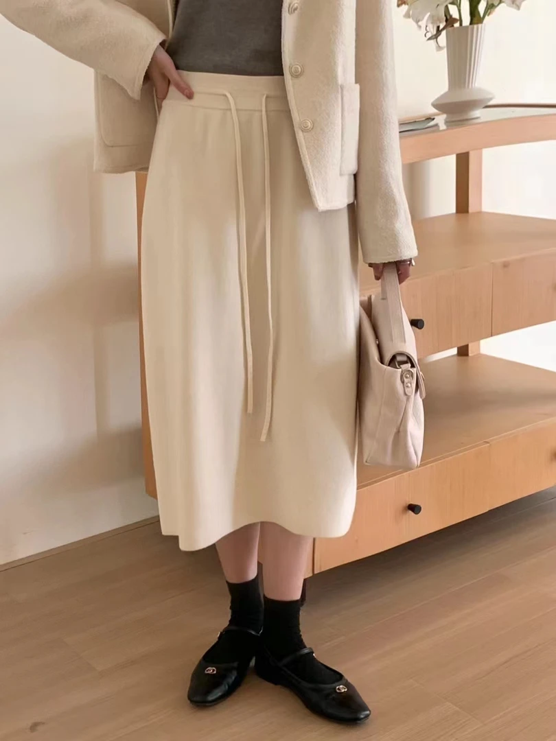 2023新款秋季针织半身裙高腰A字裙包臀法式复古高级感气质女裙子