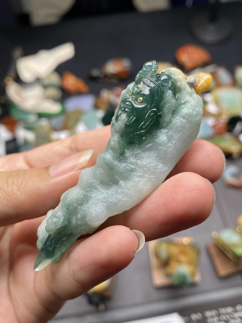 蓝哲翡翠【金刚宝杵】天然缅甸A货翡翠成品吊坠挂件