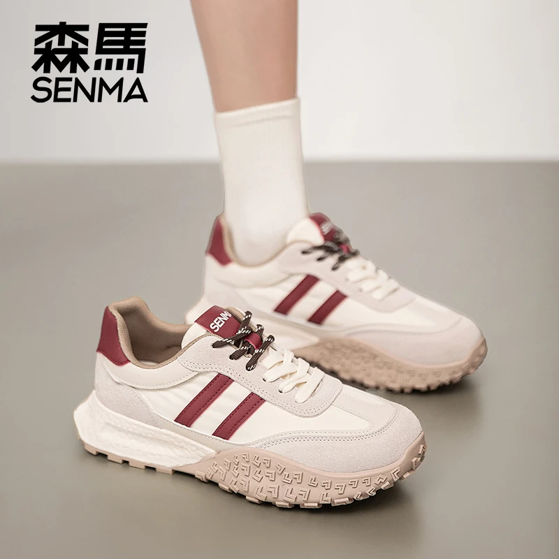 SENMA/森马3cm拼色德训鞋女百搭阿甘鞋2024年新款圆头休闲运动鞋