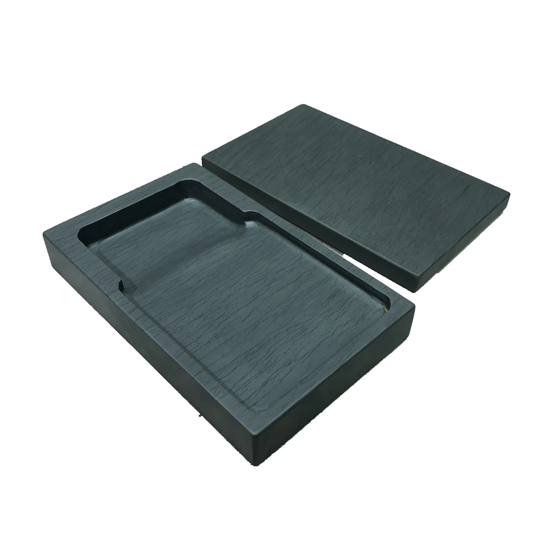 歙砚玉山罗纹砚门字带盖实用砚台研墨工具12.8/8/2.5厘米厘米