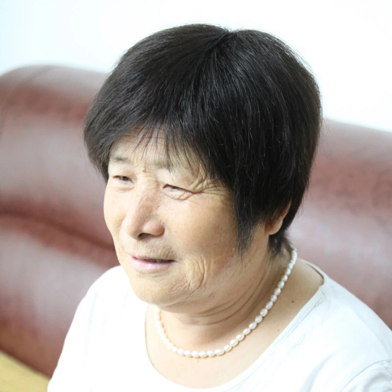 老人假发真发全真人发70岁老奶奶化疗光头短发全头套妈妈薄款透气