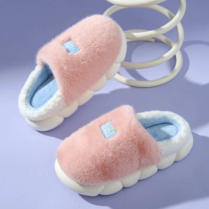 新款棉拖鞋女冬季室内居家防滑厚底毛绒保暖情侣棉拖外穿毛拖鞋男