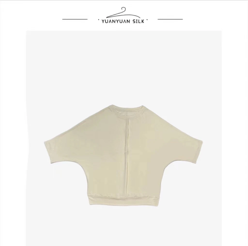 A 100%桑蚕丝180g强捻桑蚕丝夏季透气百搭气质减龄蝙蝠衫2188