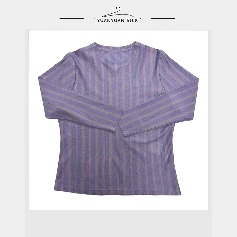 A  100%针织桑蚕丝舒适柔软气质百搭修身圆领上衣037-4