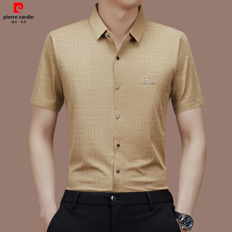 皮尔卡丹高档男士爸爸夏季男装衬衫短袖t恤商务中年父亲节爸爸装
