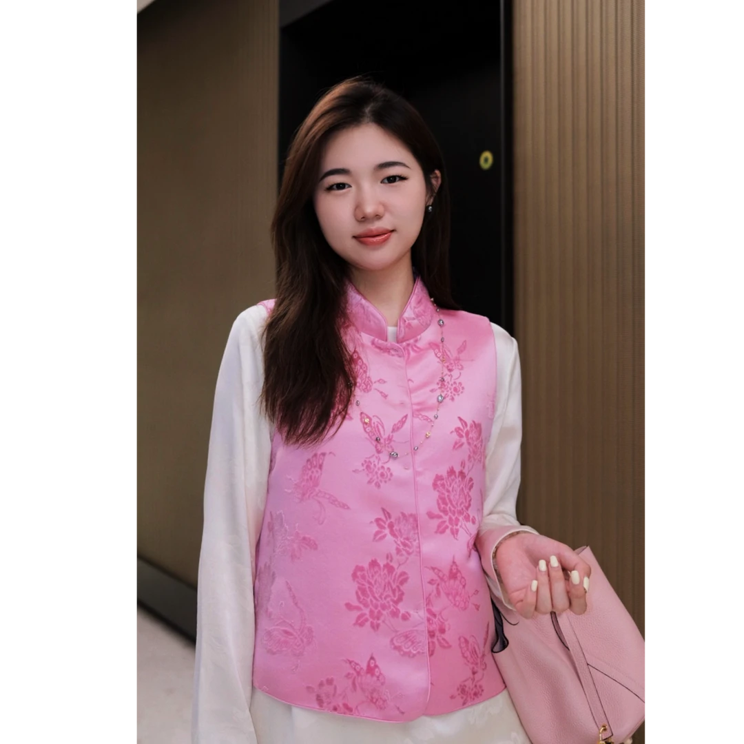 【花满林】‘花开，蝶自来’小立领暗扣古法手工漳绒桑蚕丝马夹241154