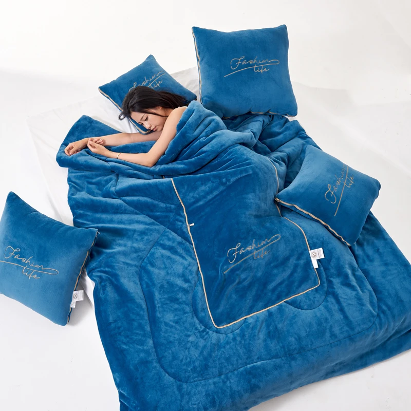 加厚两用抱枕被靠垫枕头被二合一纯色办公室汽车沙发午睡简约A类