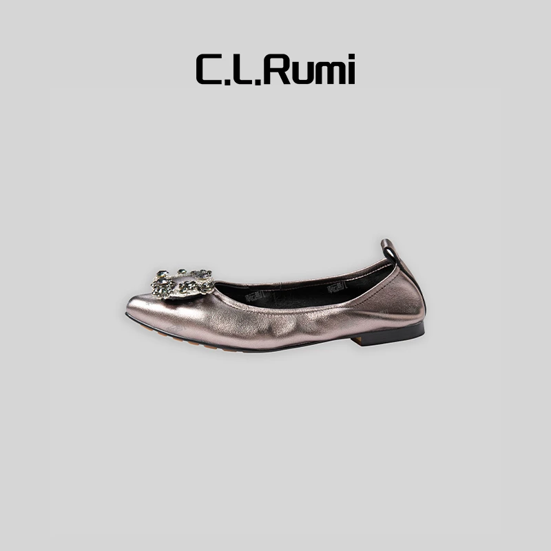 【Rumi女装】 蛋卷鞋 高定百搭软底秋夏尖头镶嵌单鞋蛋卷鞋4941pj