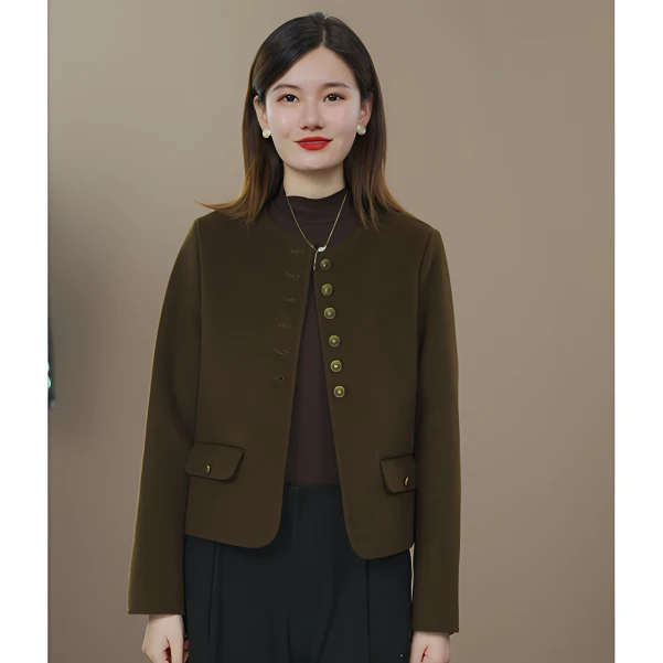 语朵068羊毛大衣短款秋冬季新款时尚休闲百搭气质宽松毛呢大衣