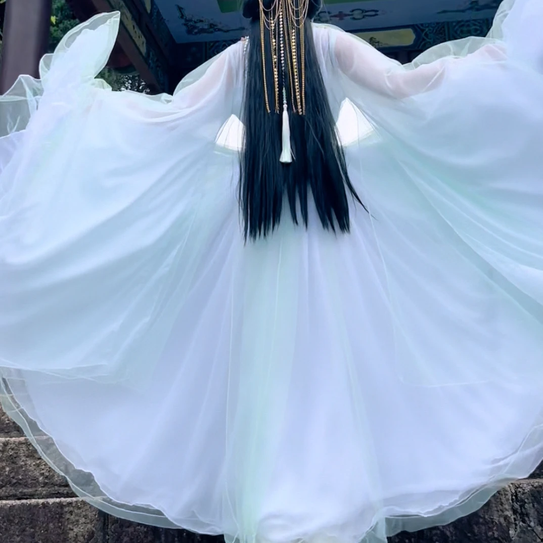 浅绿色网纱大袖仙侠中国风影视服装2025