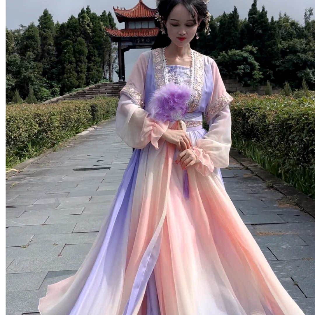 粉紫渐变色日常小袖古风仙侠仙女服