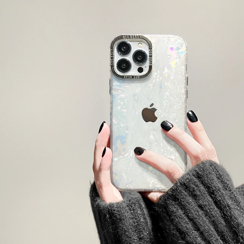 适用苹果15promax创意iphone13贝壳纹14全包12ProMax手机壳11女款