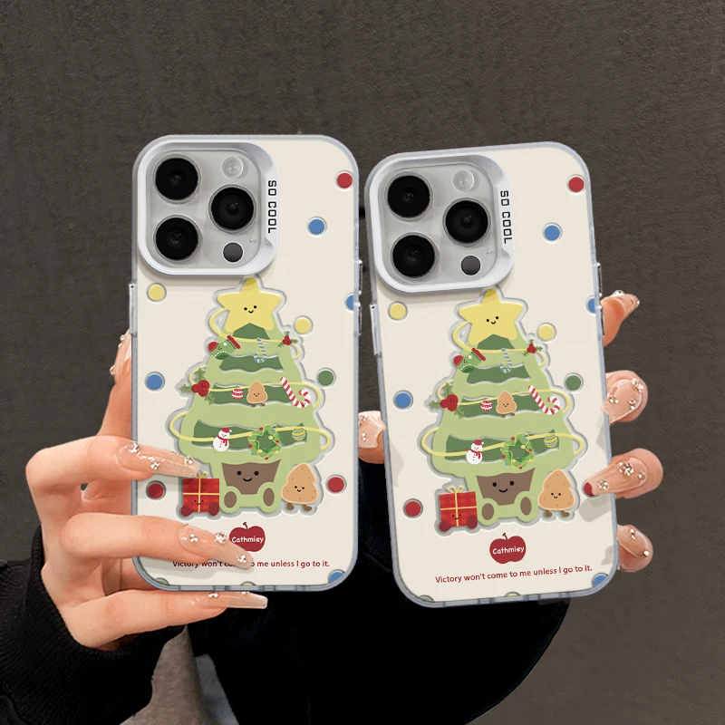 适用苹果16pro磨砂iPhone15pro手机壳华为mate60圣诞树彩色波点14