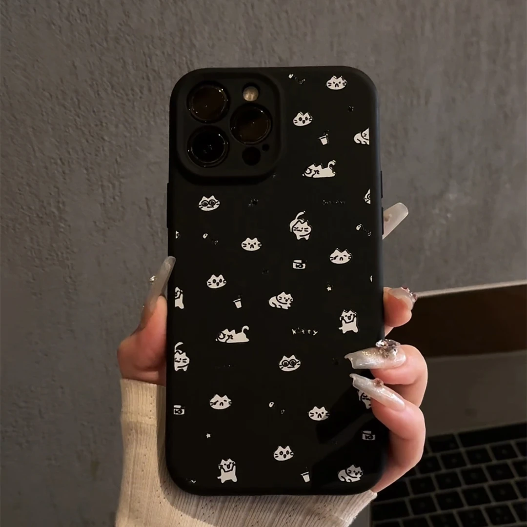 适用苹果iPhone16pro手机壳15pro臻品液态线条猫咪华为mate60小米